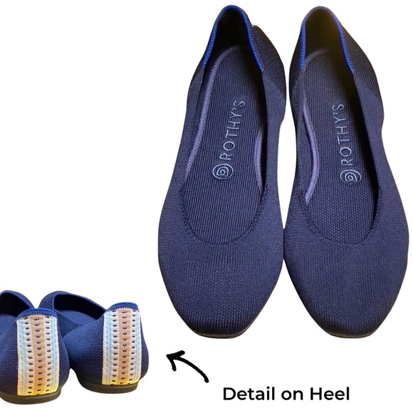 Rothy's Shoes - NWOT Rothy’s The Square in Navy Knit with Embellished Heel - Flats - Size 9.5
